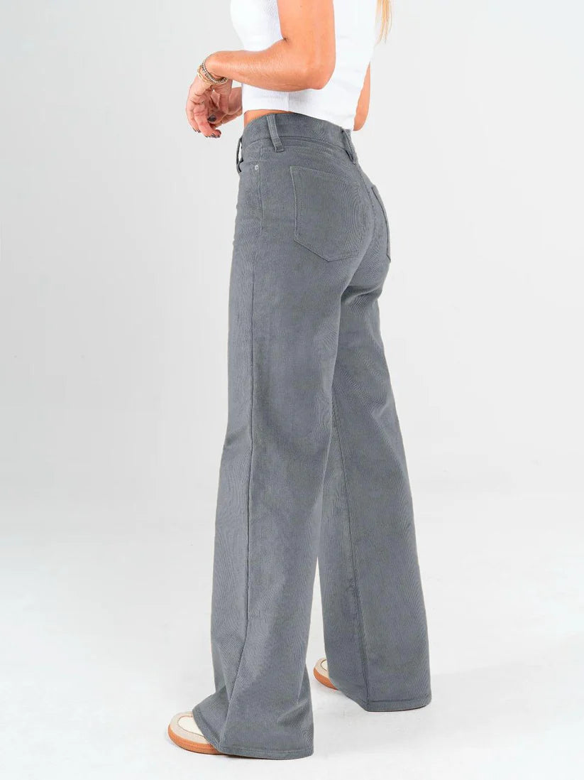 Pantalón mom flare palazzo Pana stretch