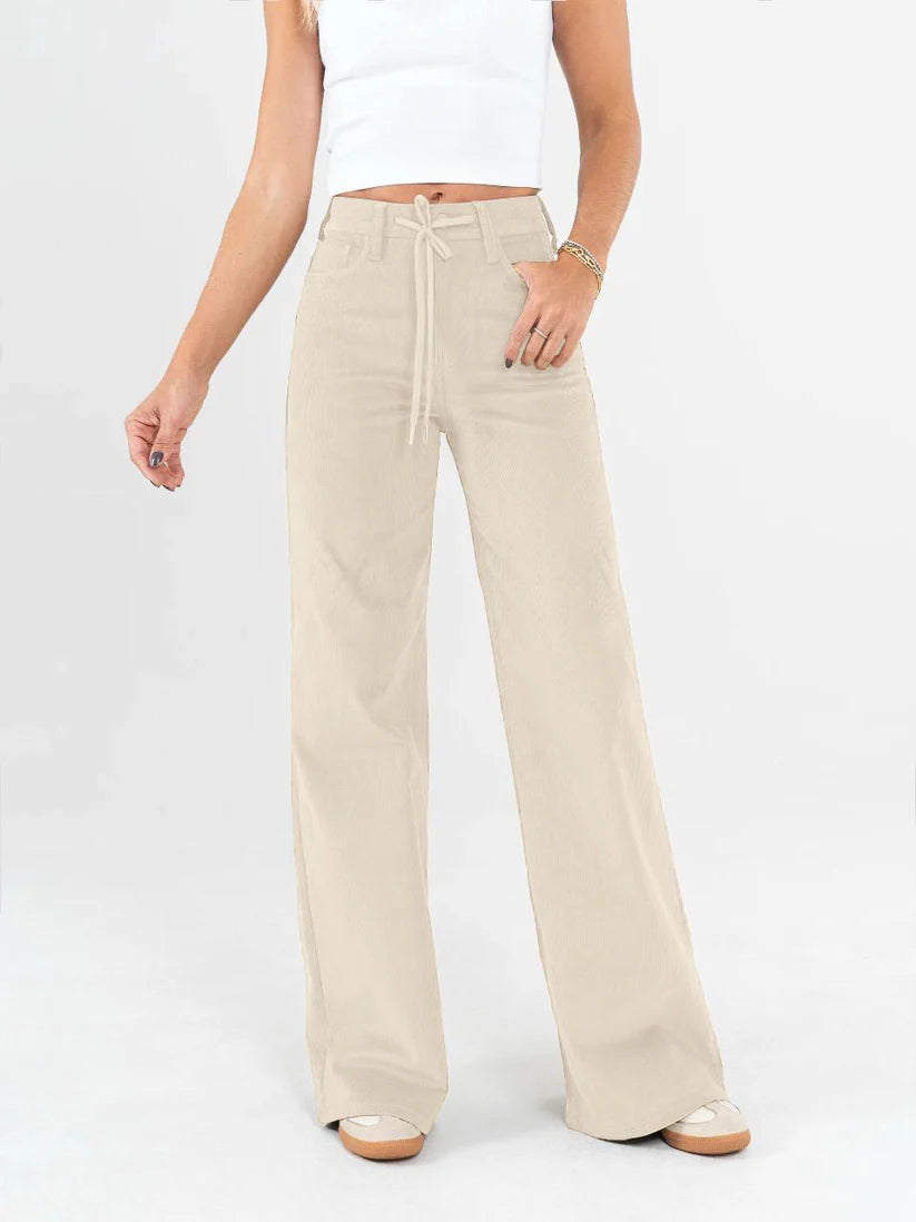 Pantalón mom flare palazzo Pana stretch