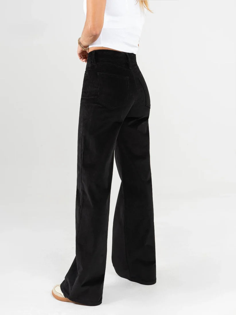 Pantalón mom flare palazzo Pana stretch