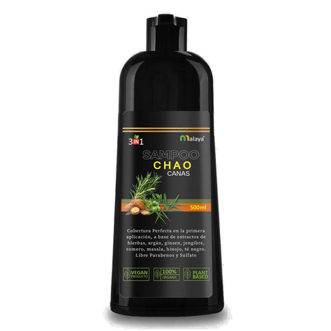 Champú y Tratamiento 3 en 1 para Canas Chao | Natural, Cubre Canas y Fortalece tu Cabello Gris