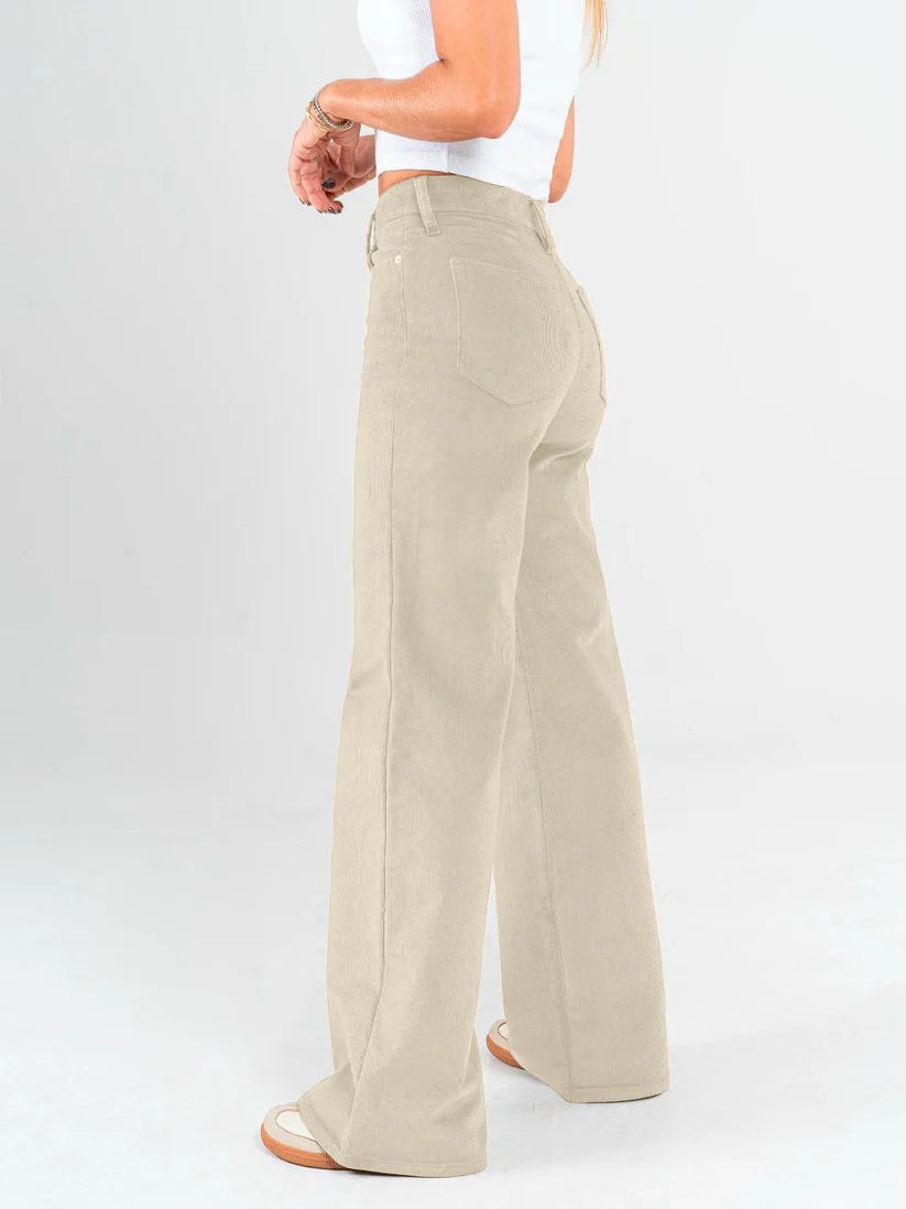 Pantalón mom flare palazzo Pana stretch