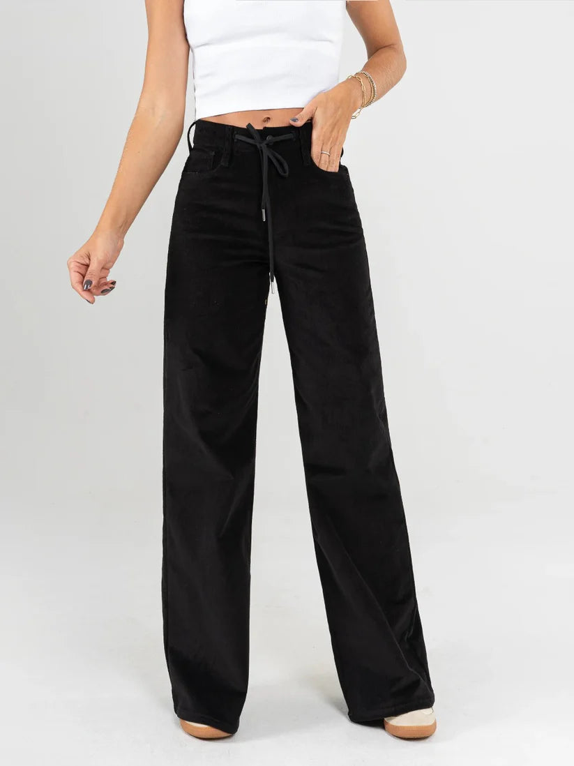 Pantalón mom flare palazzo Pana stretch